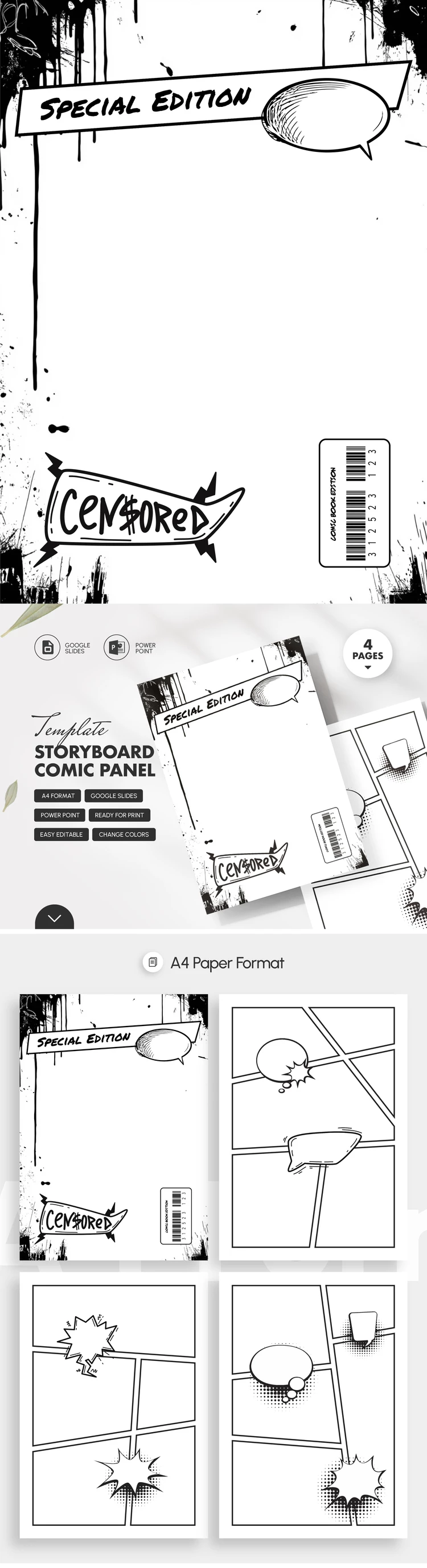 Storyboard Comic Panel Template - free Google Docs Template - 10071780
