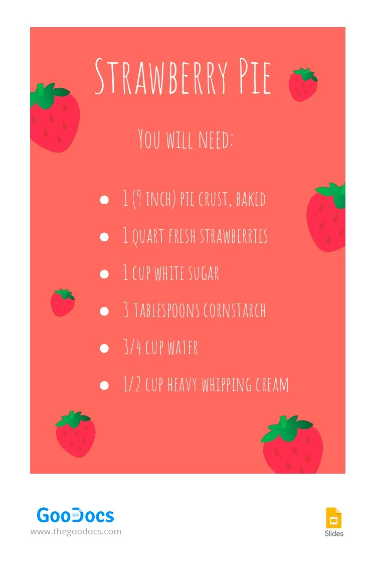 Strawberry Pie Recipe - free Google Docs Template - 10063799