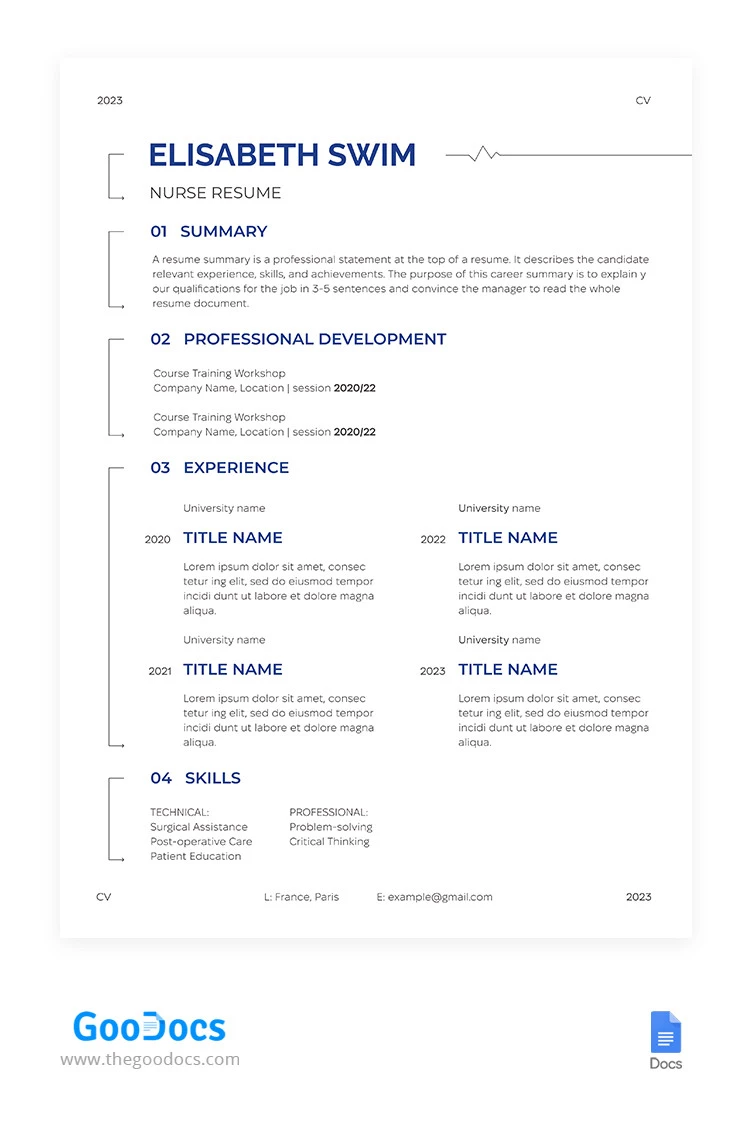 Starker medizinischer Lebenslauf - free Google Docs Template - 10065313