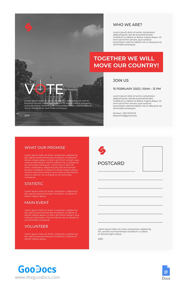 Cartolina politica forte - free Google Docs Template - 10065337