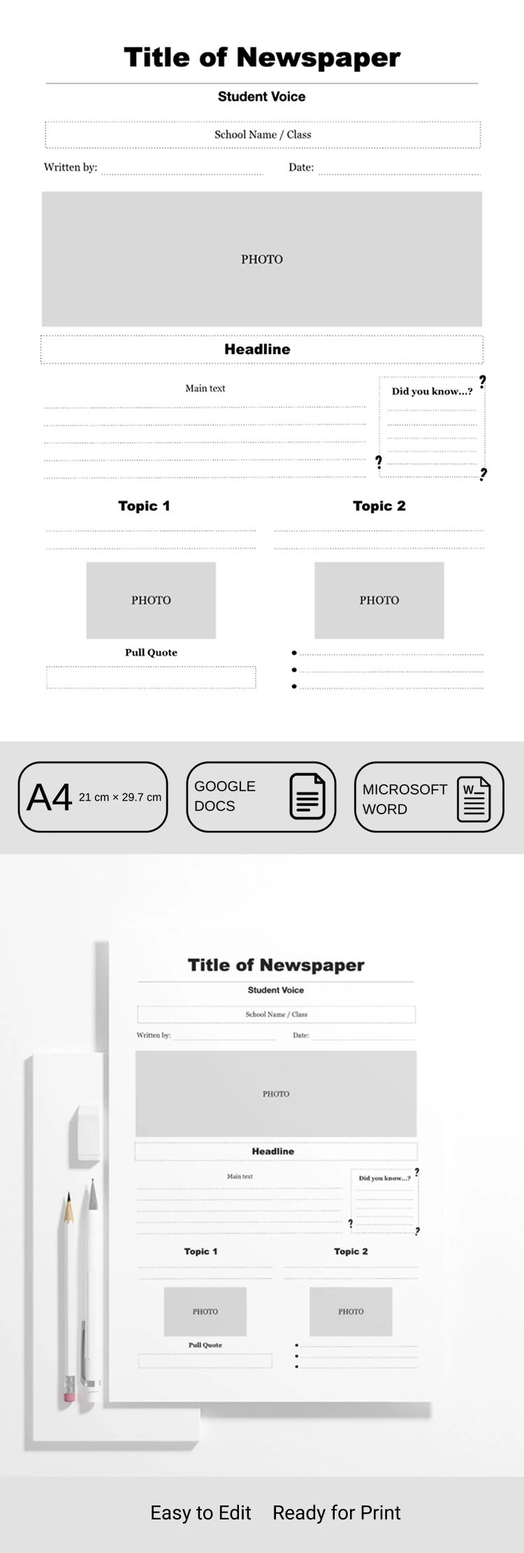 Student Newspaper Article Template - free Google Docs Template - 10072018