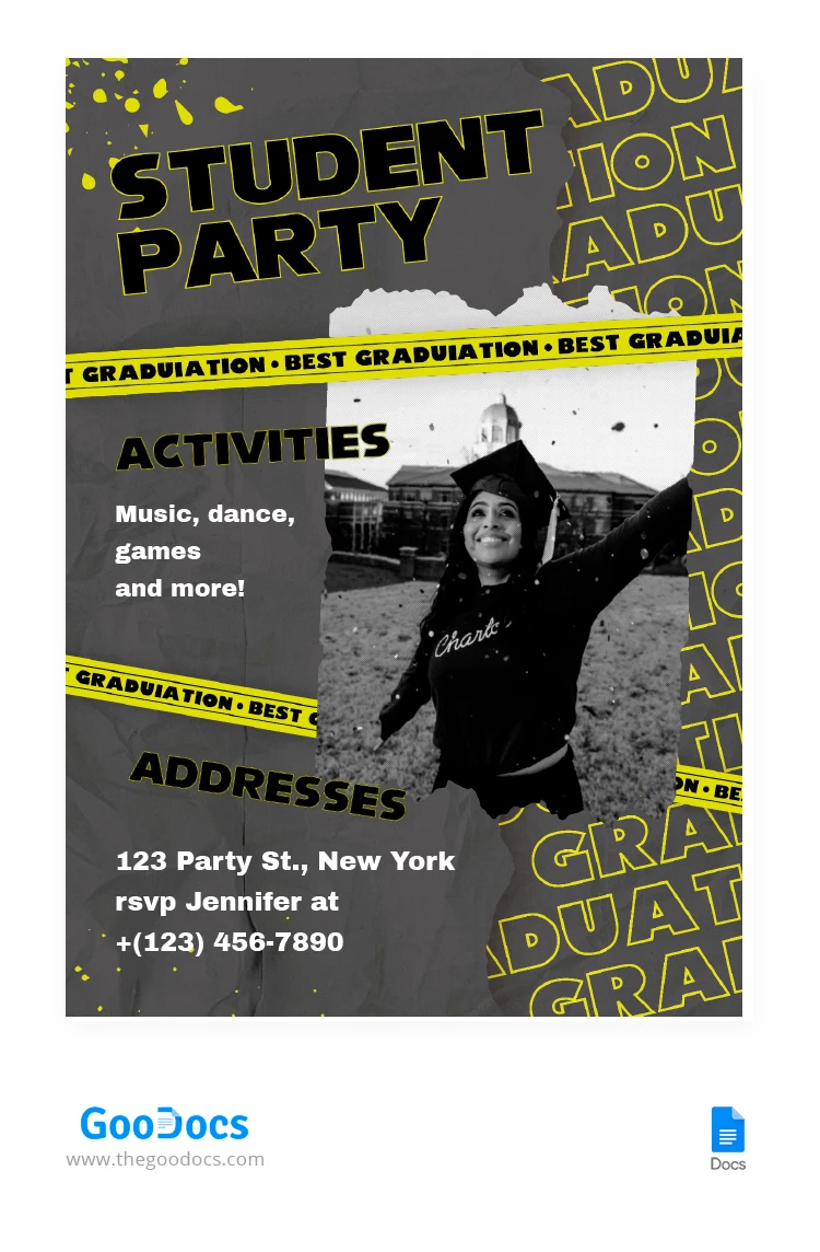 Student Party Flyer - free Google Docs Template - 10066668