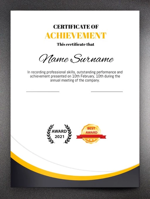 Certificado de Prêmio Perfeito - free Google Docs Template - 10061703