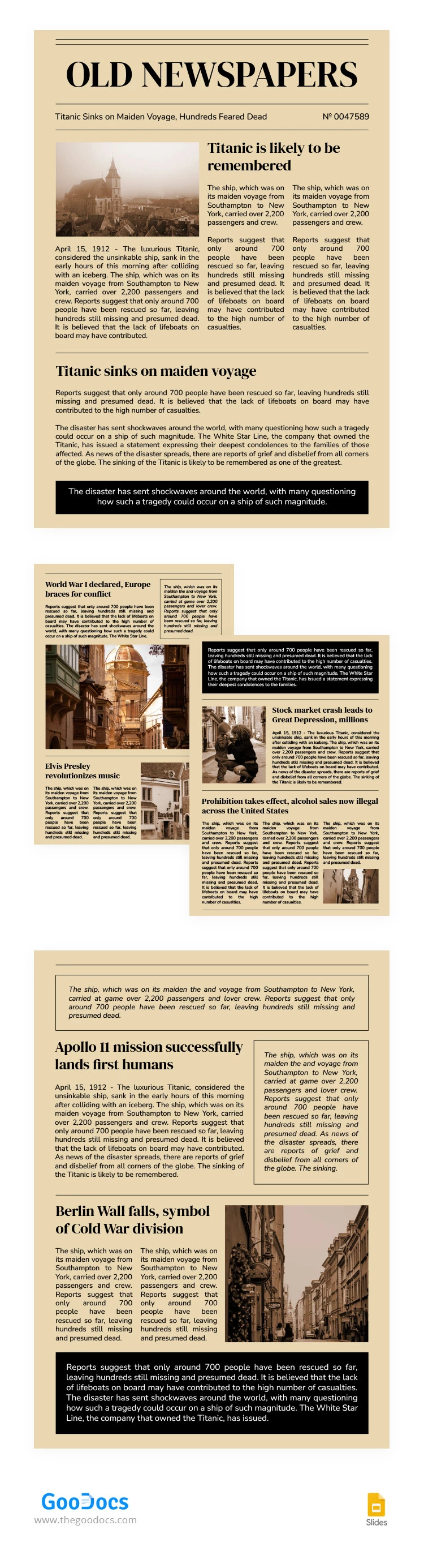 Stylish Beige Old Newspapers - free Google Docs Template - 10065579