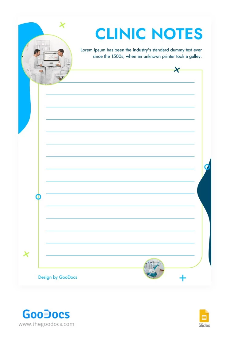 Stylish Blue Clinic Notes translates to: Élégantes Notes de Clinique Bleues - free Google Docs Template - 10065947
