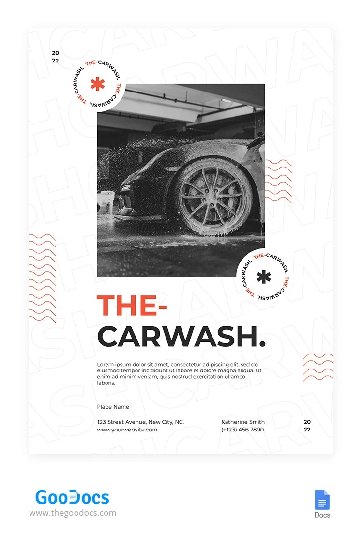 Cartel de lavado de autos con estilo - free Google Docs Template - 10065188