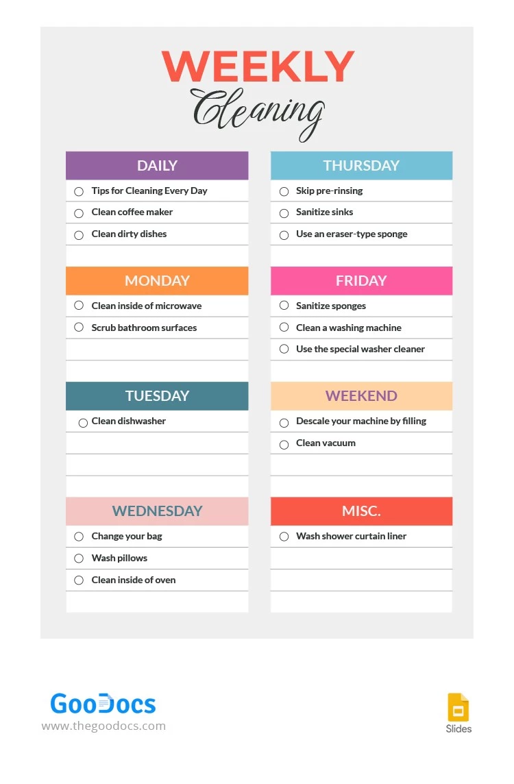 Stylish Cleaning Schedule - free Google Docs Template - 10064408