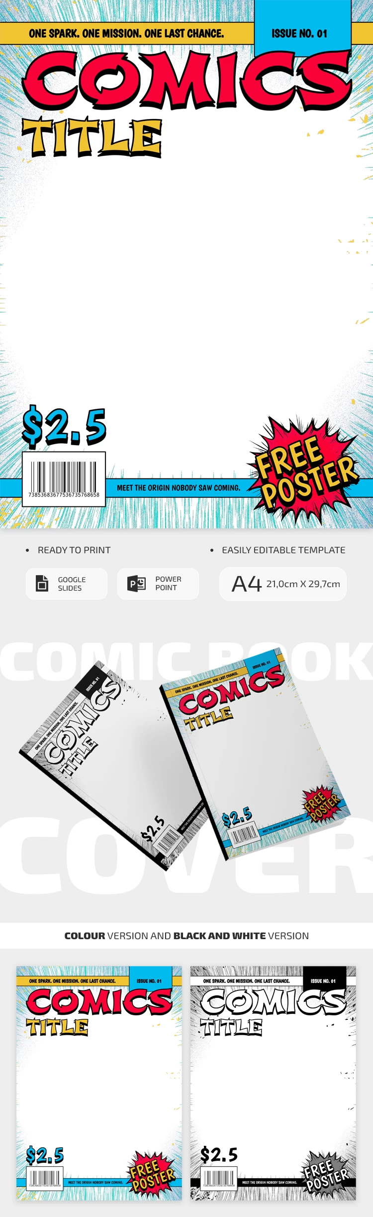 Modello elegante di copertina di fumetto - free Google Docs Template - 10072365