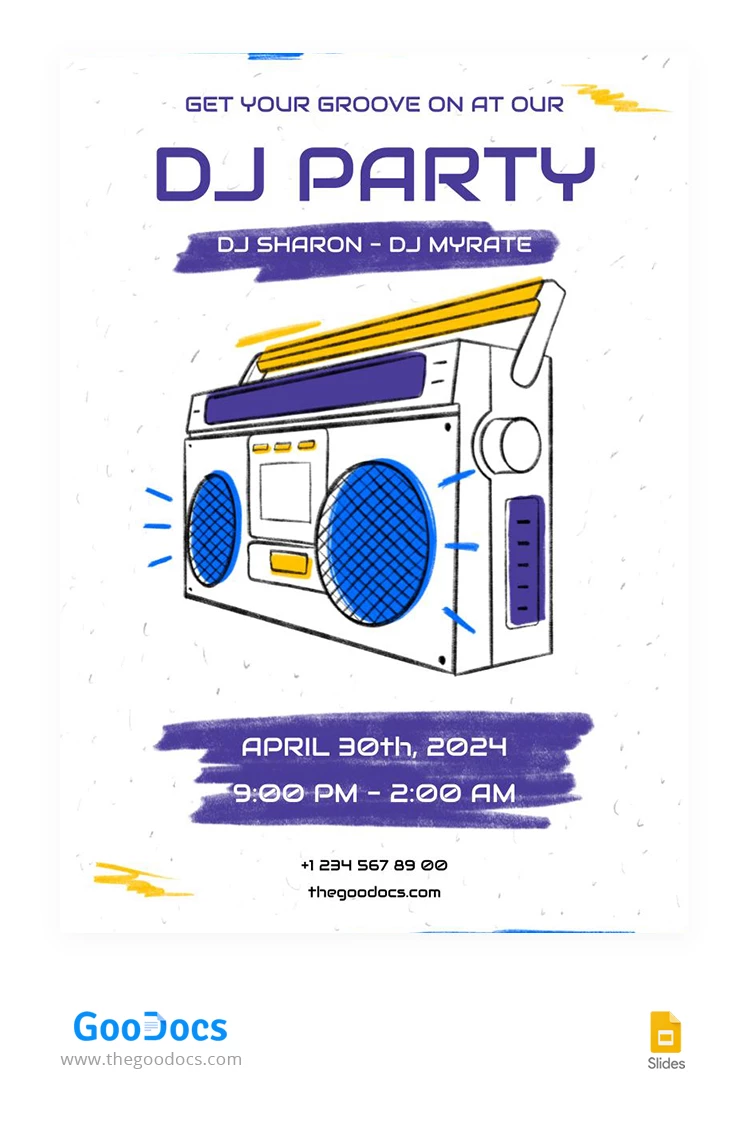 Poster di DJ Draw eleganti - free Google Docs Template - 10067320