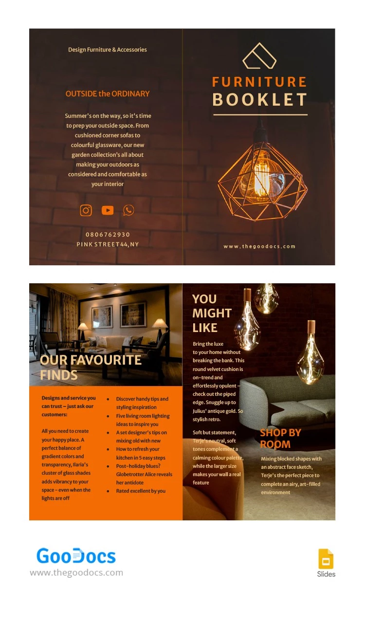 Brochure de meubles élégants - free Google Docs Template - 10064054