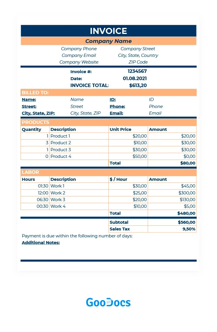 Factura con estilo - free Google Docs Template - 10061959