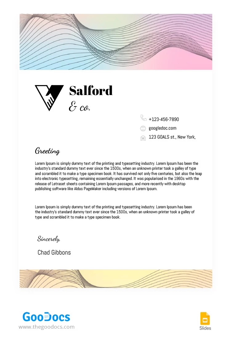 Pink Stylish Letterhead - free Google Docs Template - 10064051