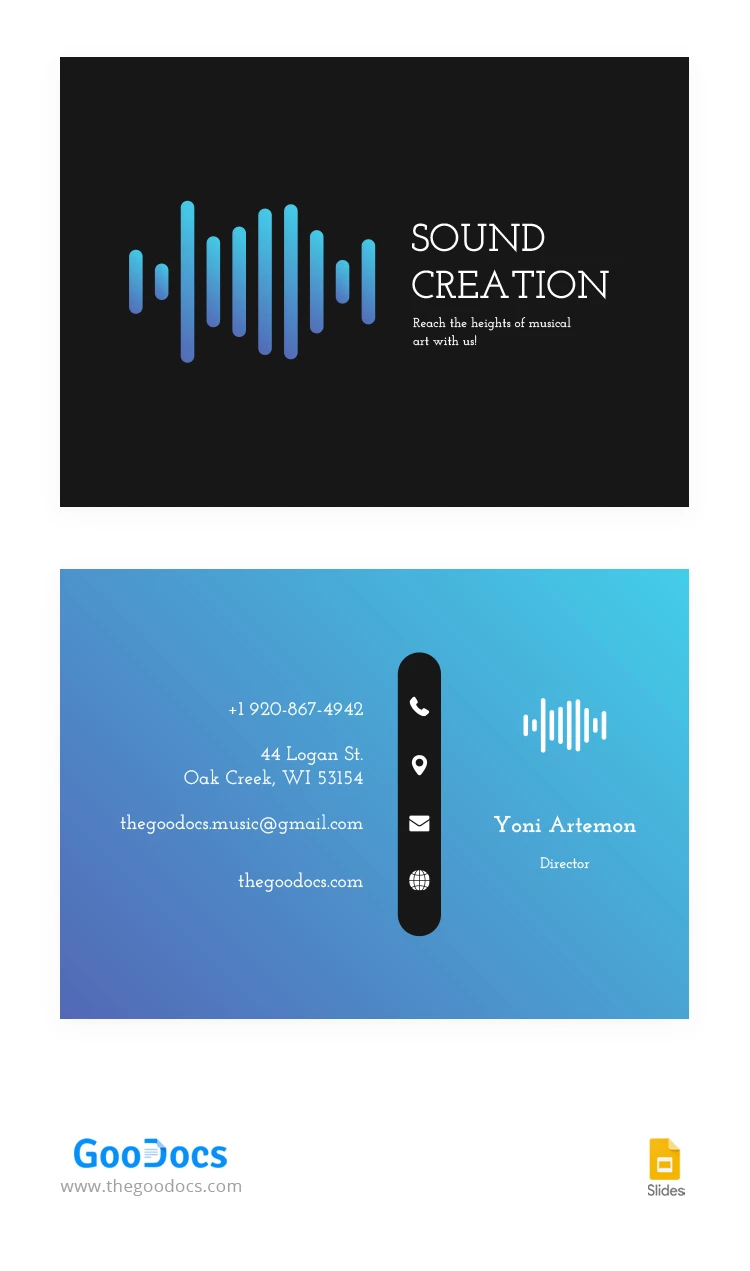 Stylish Music Business Cards - free Google Docs Template - 10066628