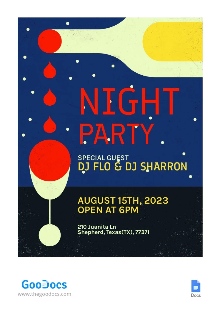 Stylish Night Party Flyer - free Google Docs Template - 10064382