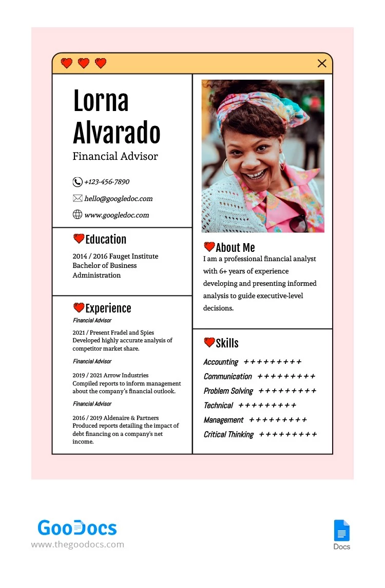 CV Rosa Estiloso - free Google Docs Template - 10062371