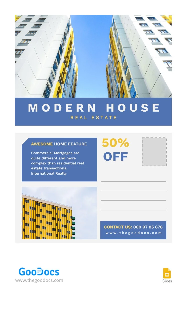 Stilvolle Immobilien-Postkarte - free Google Docs Template - 10064270