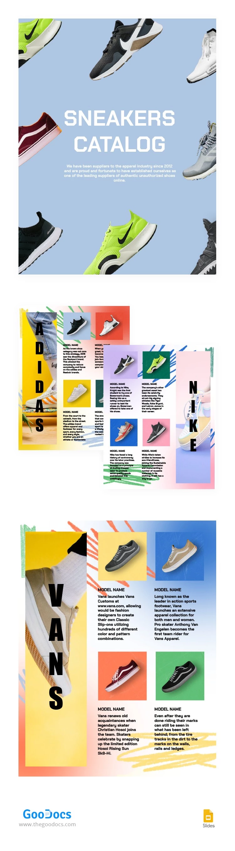 Catálogo de zapatillas elegantes - free Google Docs Template - 10063267