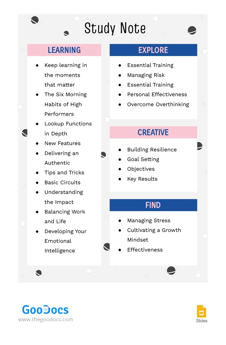 Stylish Study Note - free Google Docs Template - 10064291