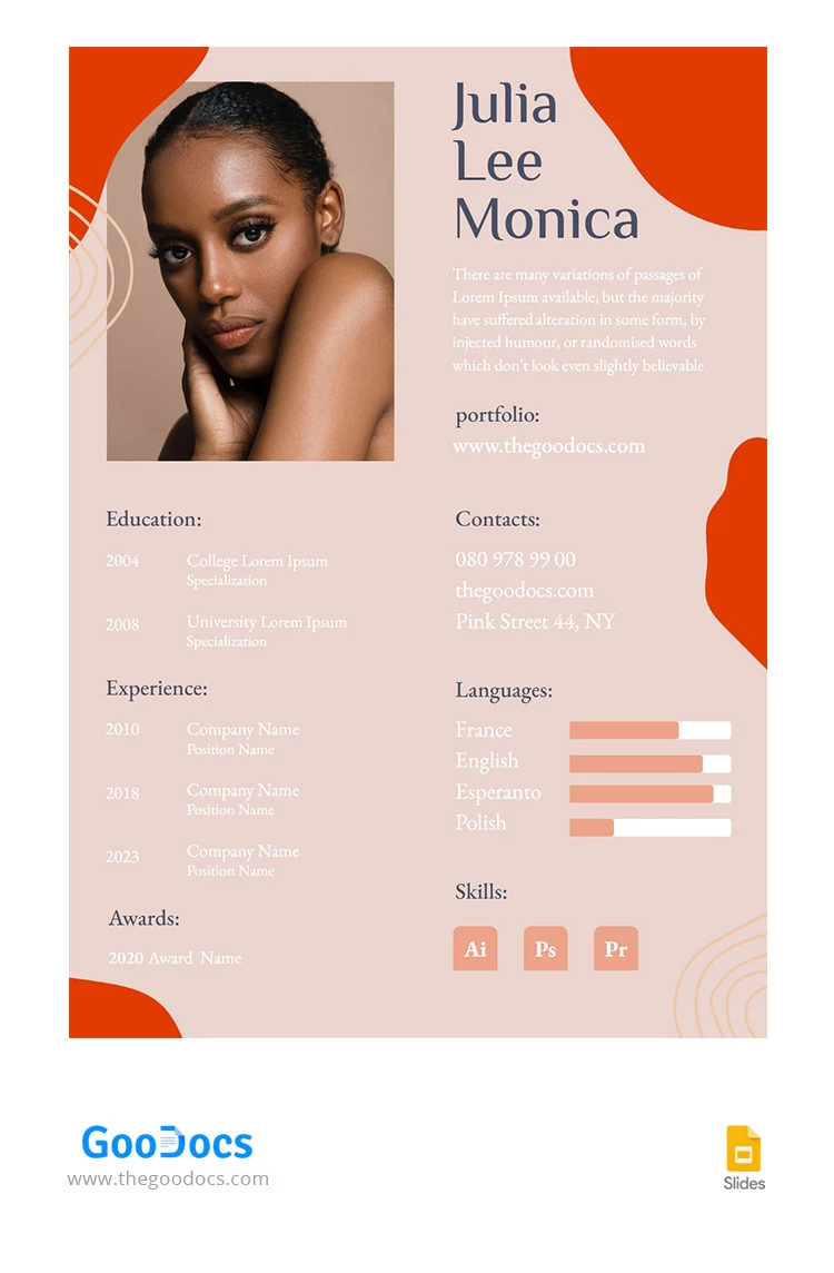 Elegante CV Universal - free Google Docs Template - 10065666