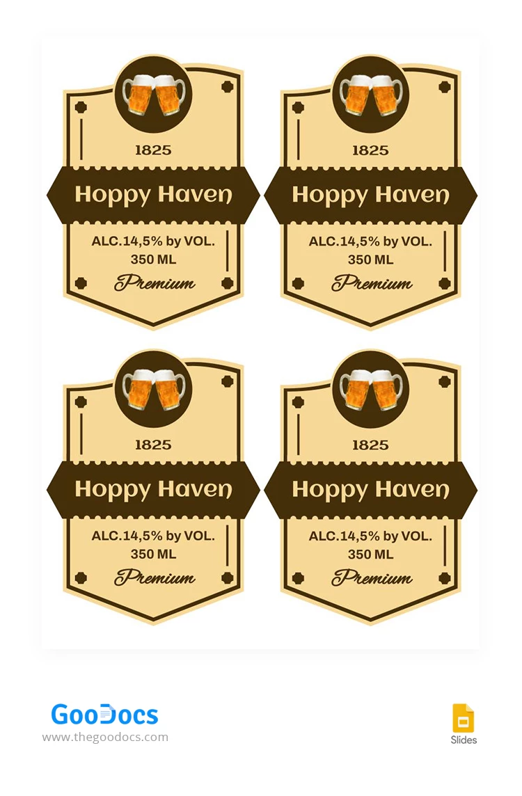 Étiquettes de bière vintage élégantes - free Google Docs Template - 10066636