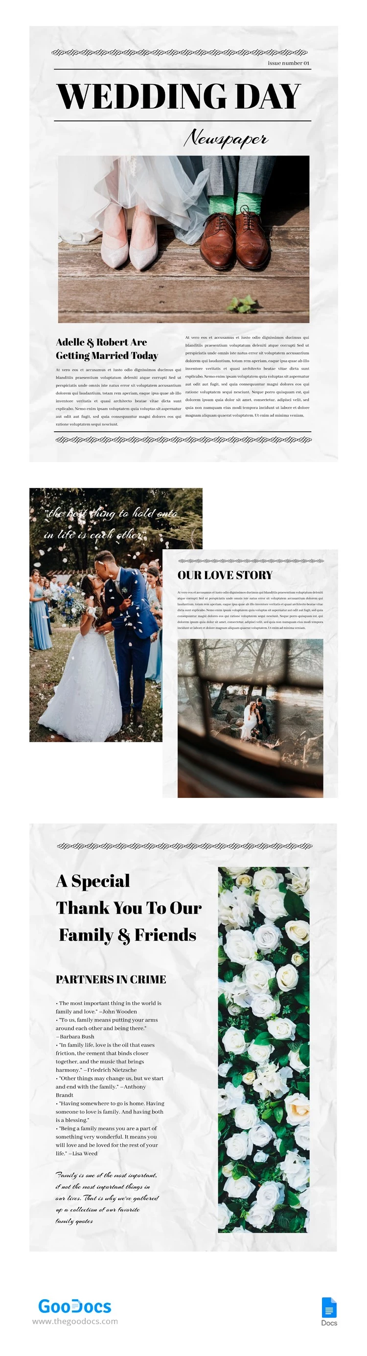 Elegante periódico de bodas estético - free Google Docs Template - 10063736