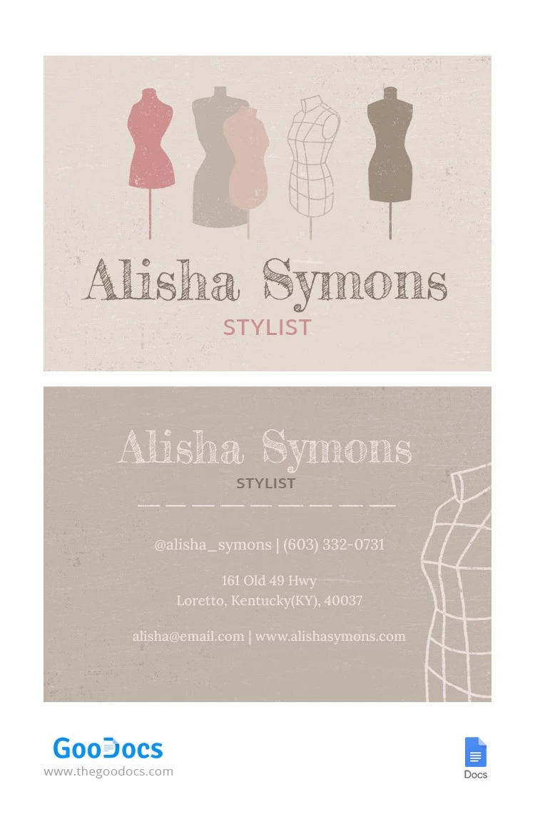 Stylist Business Card - free Google Docs Template - 10065043