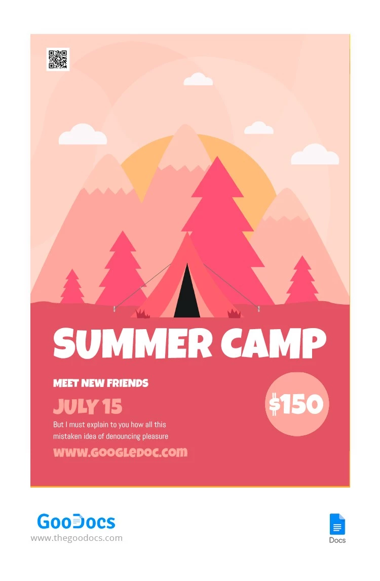 Flyer du camp d'été - free Google Docs Template - 10064091
