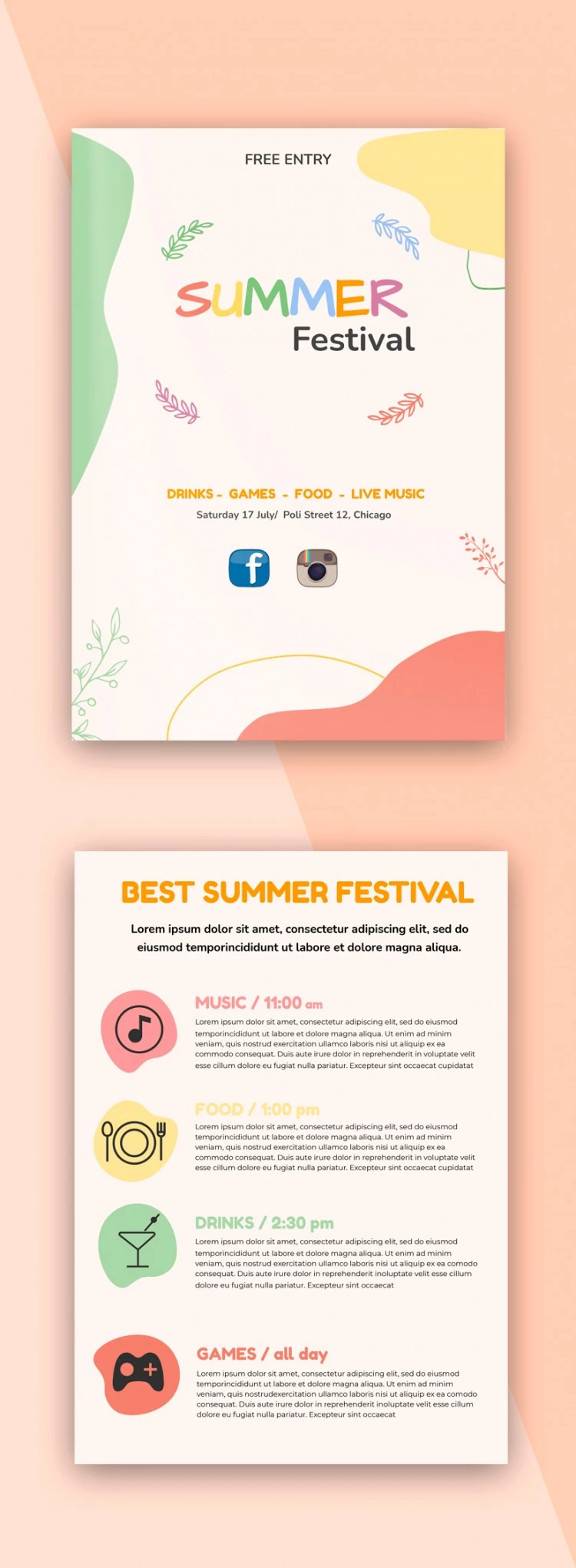 Flyer do Festival de Verão - free Google Docs Template - 10061682