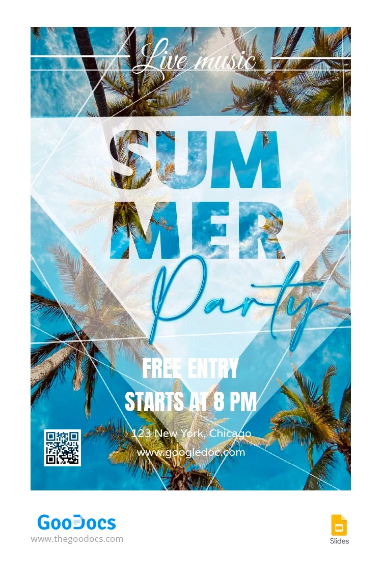 Cartel de la fiesta de verano - free Google Docs Template - 10064036
