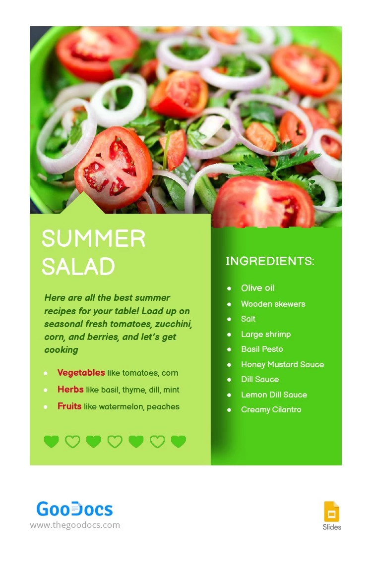 Recette de salade estivale - free Google Docs Template - 10063207
