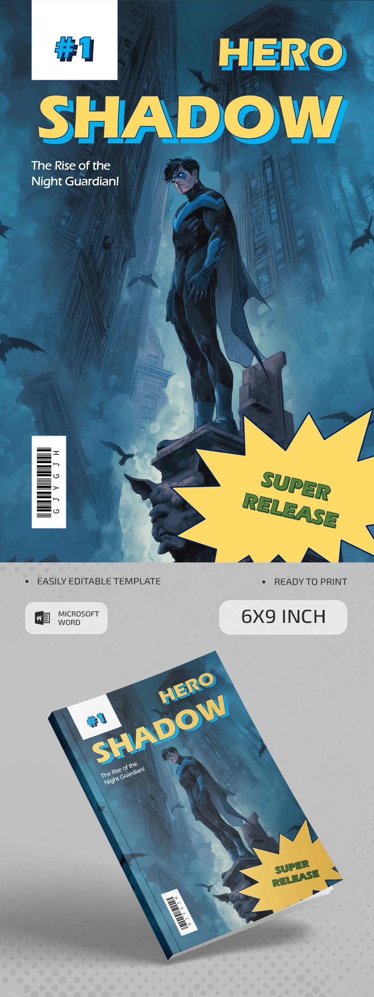 Preview of Superhero Comic Book Cover Template for Google Slides and Microsoft PowerPoint