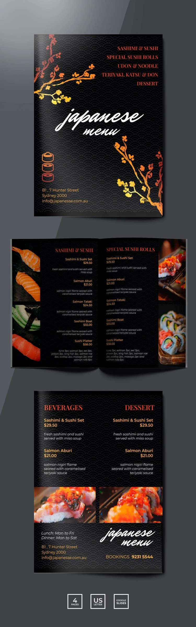 Sushi Restaurant Menu - free Google Docs Template - 10061779