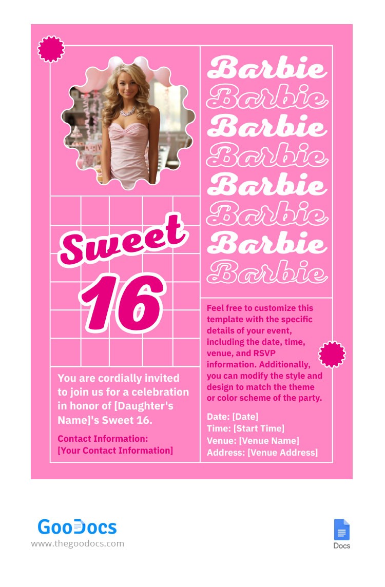 Free Sweet 16 Invitations Template In Google Docs