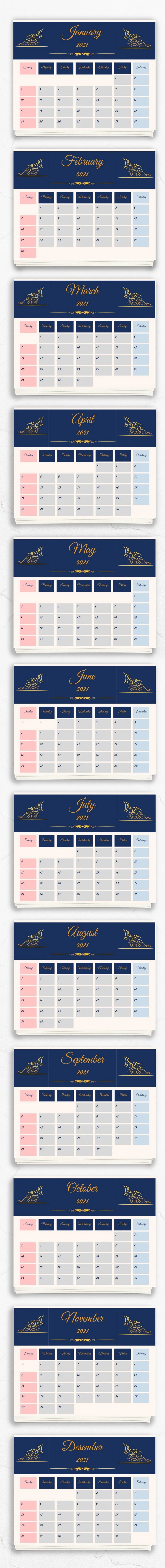 Dolce Calendario 2021 - free Google Docs Template - 10061524