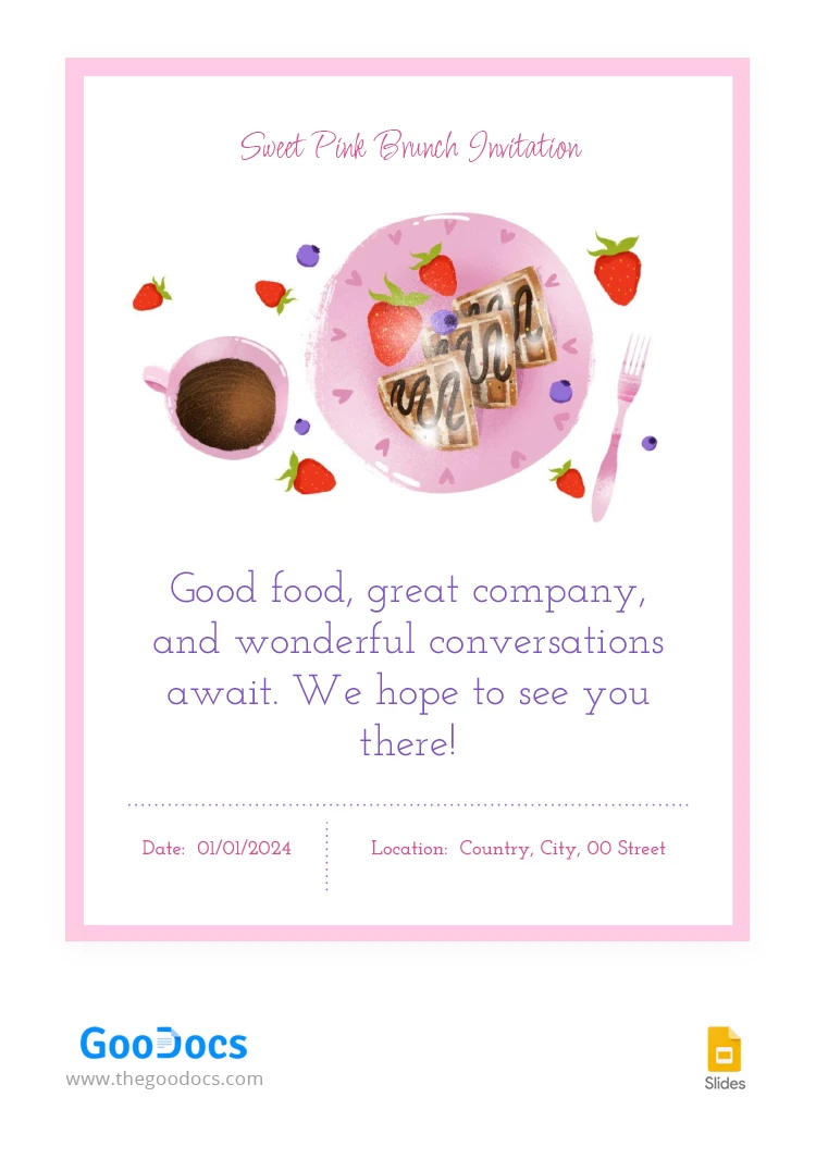 Sweet Pink Brunch Invitation - free Google Docs Template - 10067216