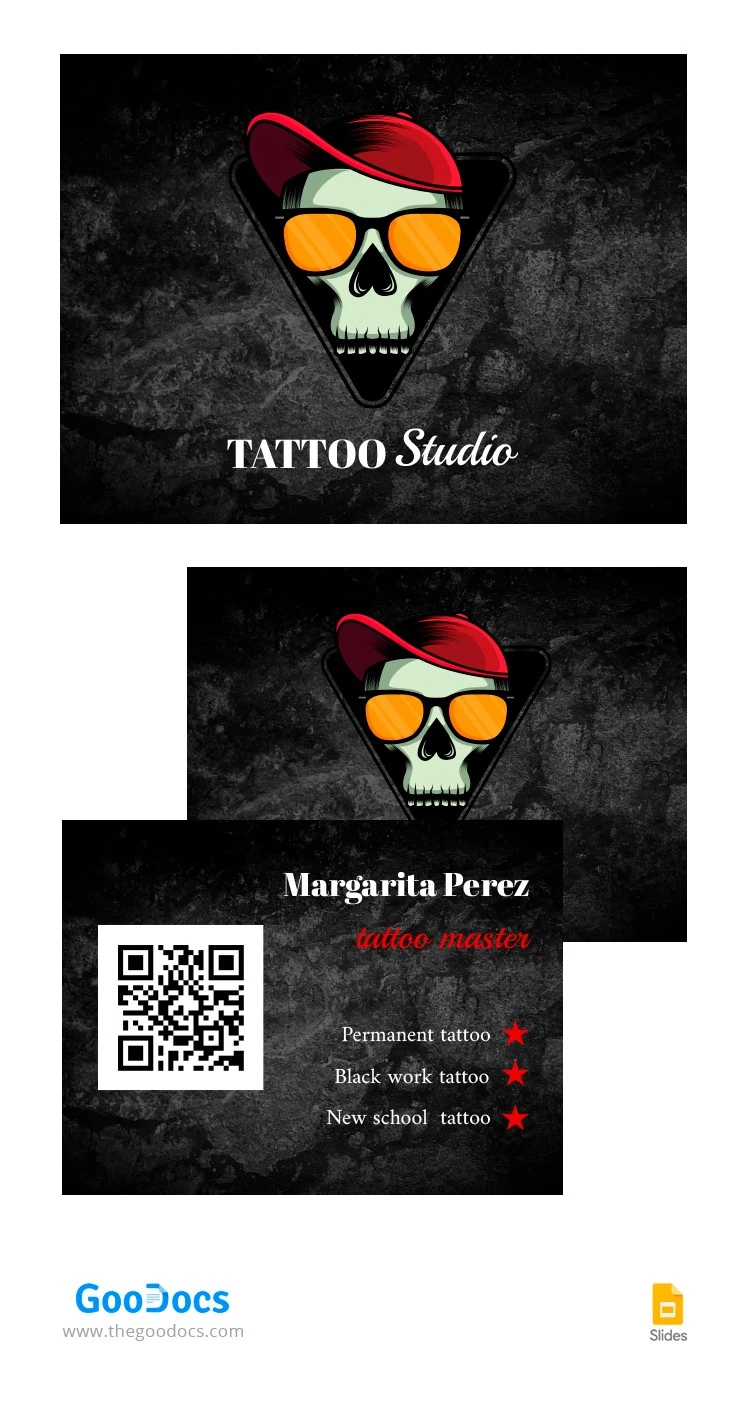 Cartão de visita de estúdio de tatuagem - free Google Docs Template - 10064233