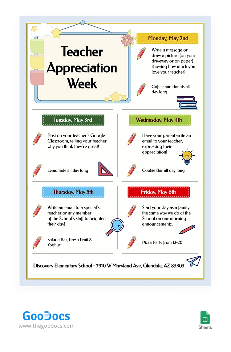 Semaine de reconnaissance des enseignants - Flyer - free Google Docs Template - 10063915