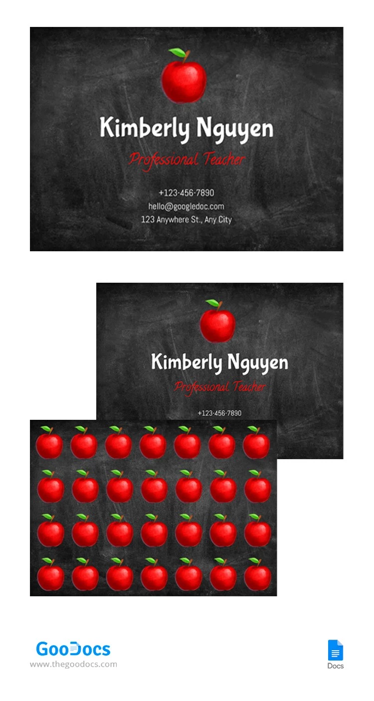 Dark Teacher Business Card - free Google Docs Template - 10064783