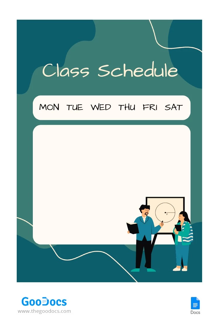 Teacher Class Schedule - free Google Docs Template - 10064692