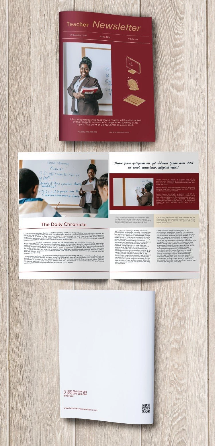 Dark Red Teacher Newsletter - free Google Docs Template - 10061604