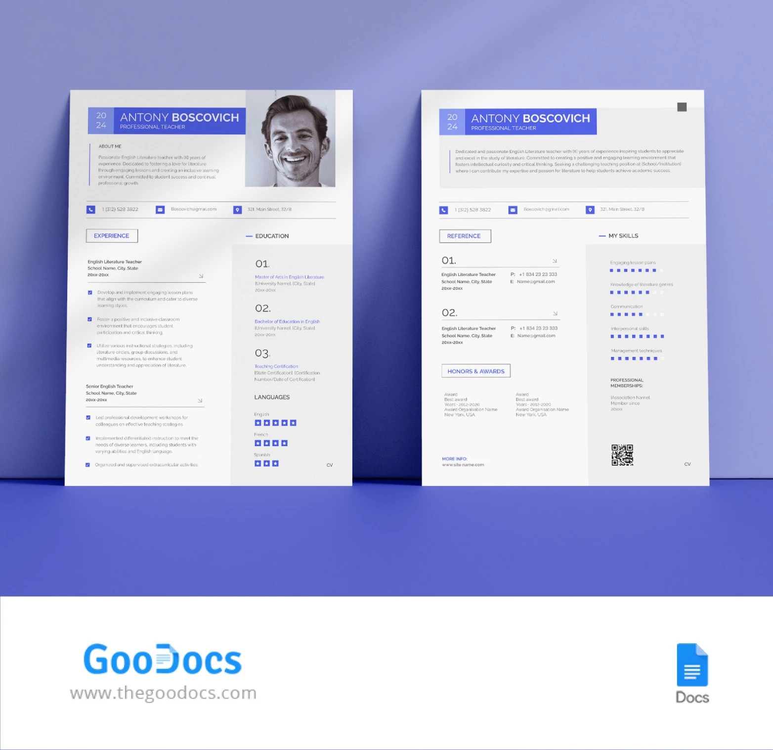 Currículo de Professor - free Google Docs Template - 10068072