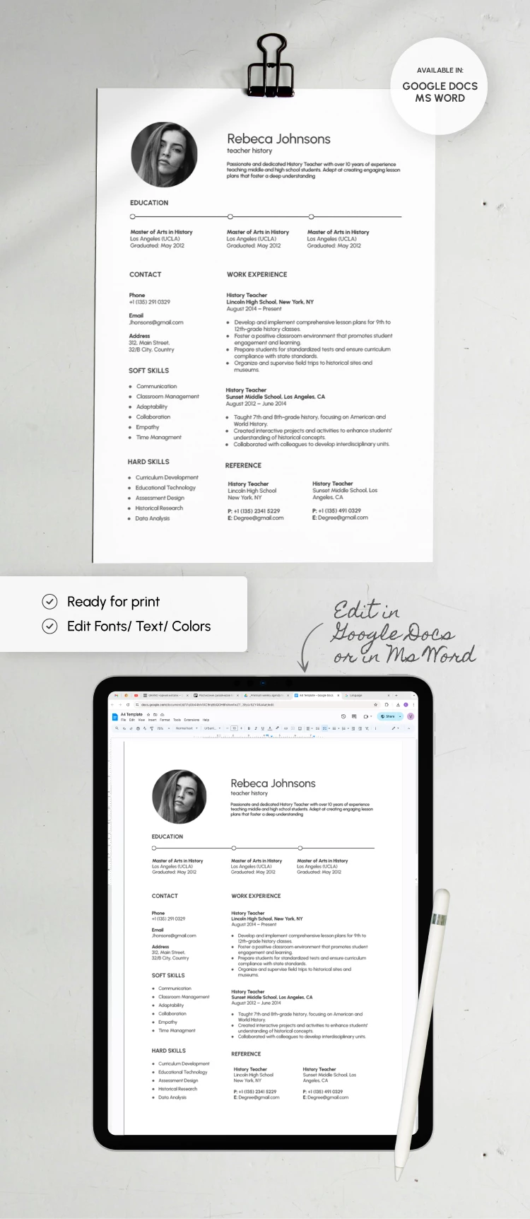 Curriculum dell'insegnante - free Google Docs Template - 10069126