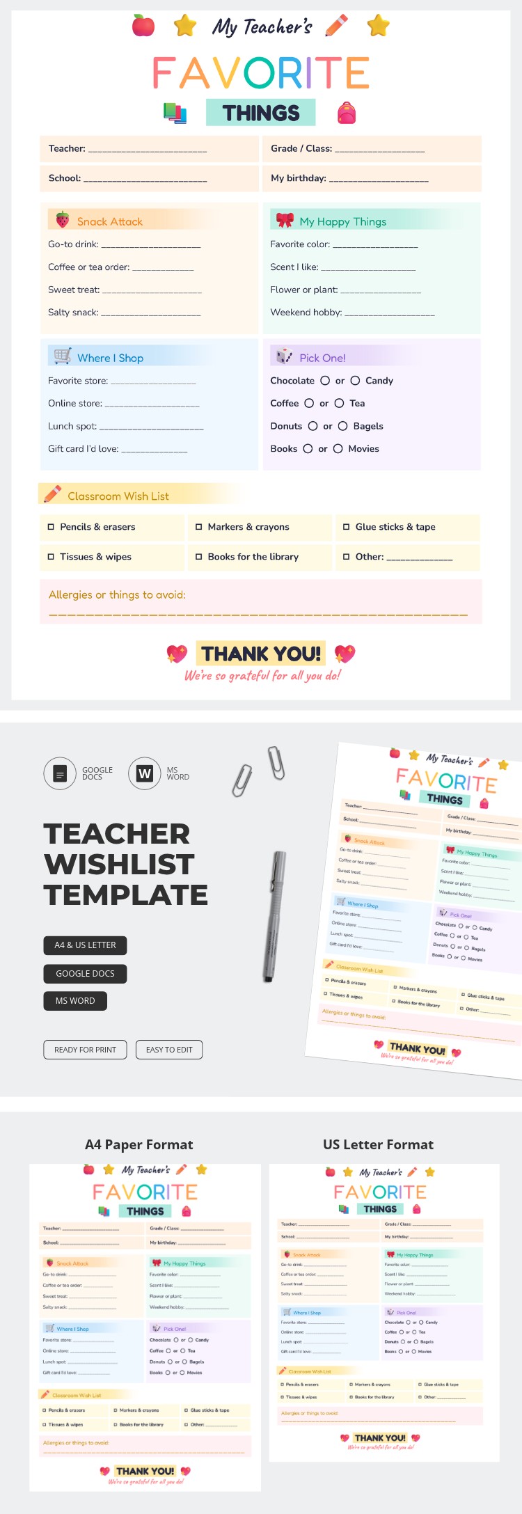 Free Teacher Wishlist Template in Google Docs and Microsoft Word ...