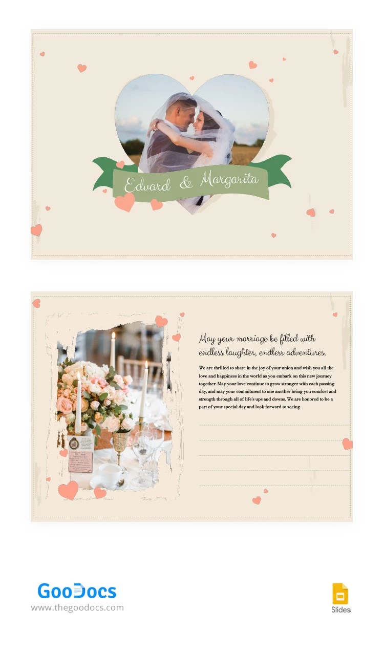 Tarjetas postales tiernas para bodas. - free Google Docs Template - 10066002