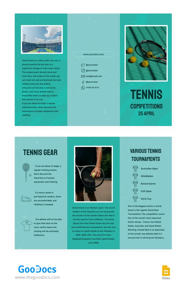 Tennis Broschüre - free Google Docs Template - 10062597