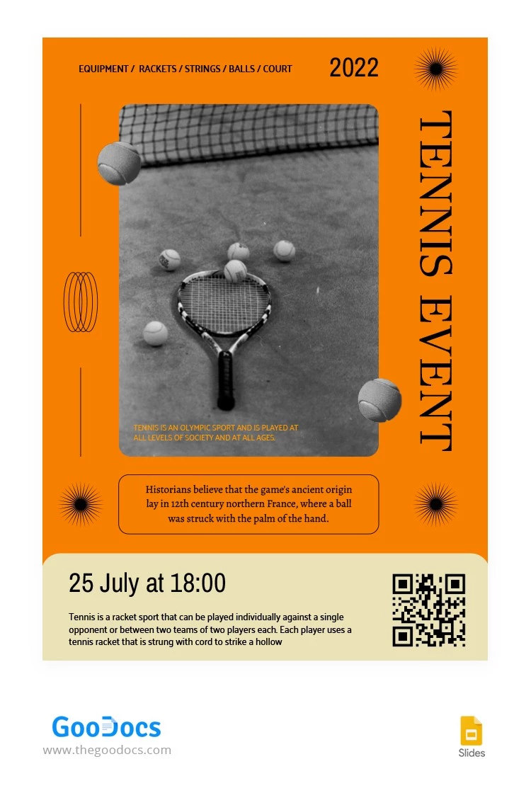 Affiche de l'événement de tennis - free Google Docs Template - 10064083