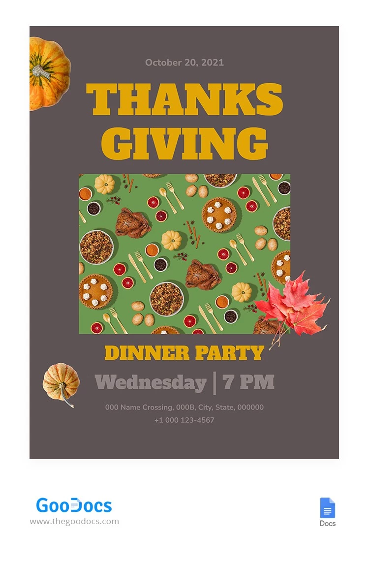 Thanksgiving Dinner Poster - free Google Docs Template - 10062295