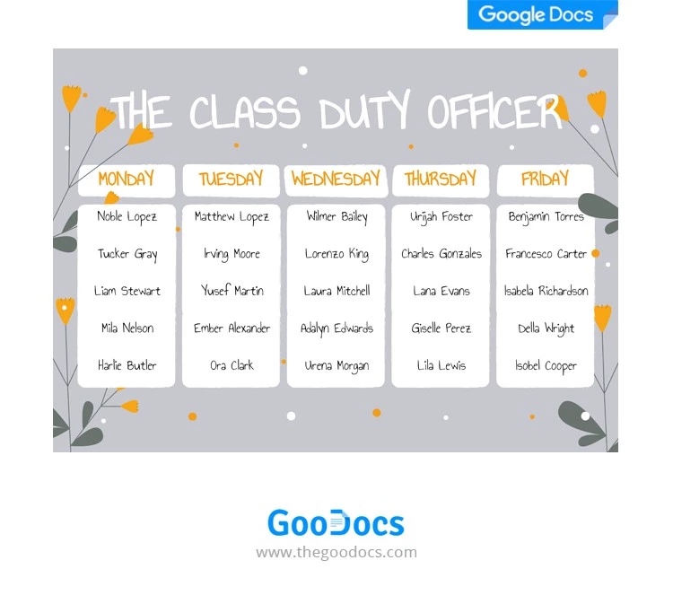 Le décor de la salle de classe de l'officier de service de classe. - free Google Docs Template - 10062070
