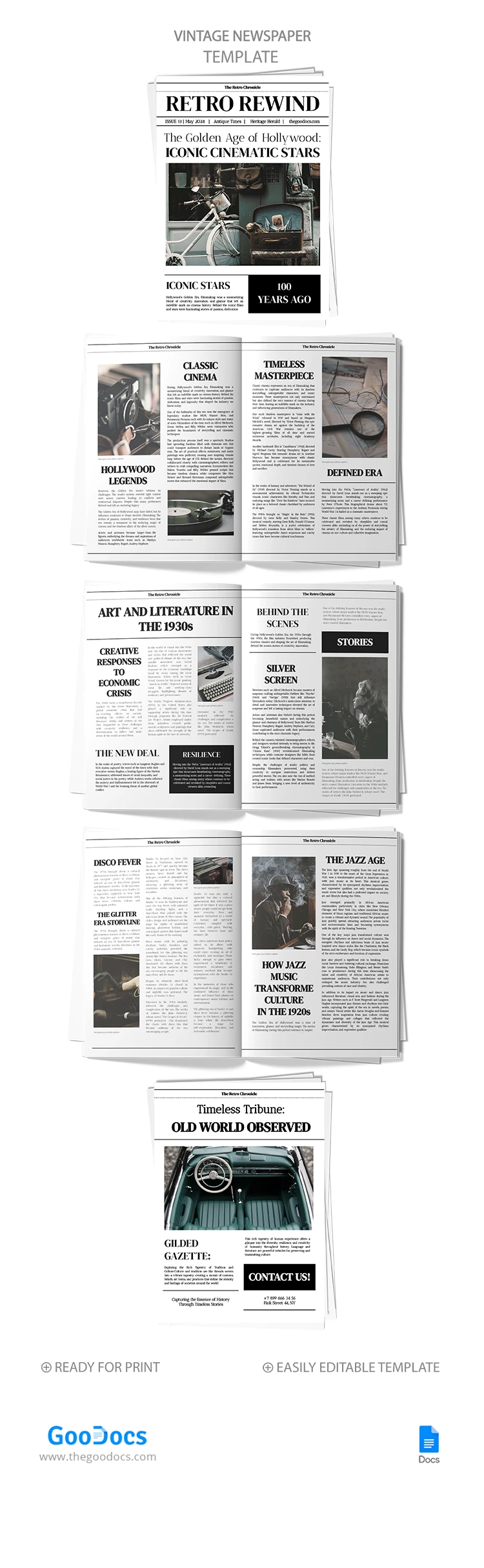 Retro Chronicle Newspaper - free Google Docs Template - 10068659