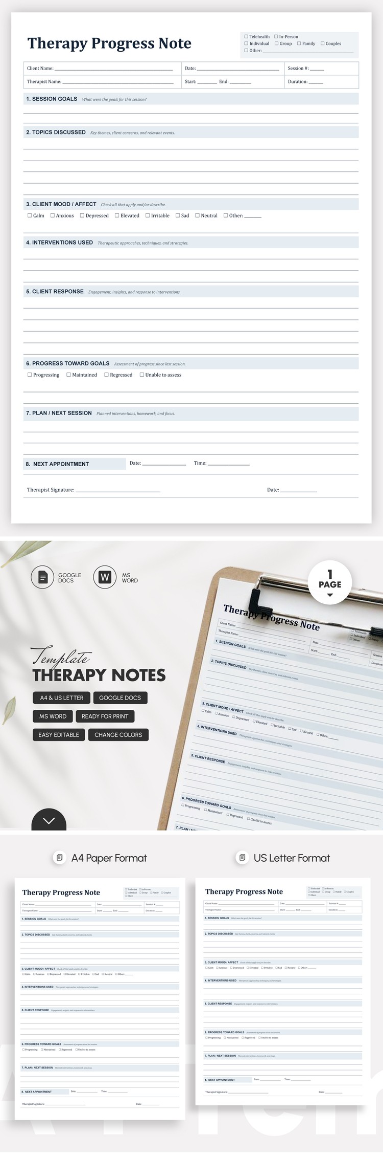 Free Therapy Notes Template in Google Docs and Microsoft Word ...